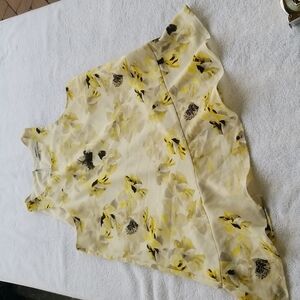 Women's  DKNYC sleeveless  white yellow black floral blouse size xs